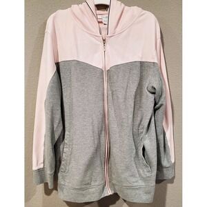 Dressbarn Hooded Zipper Jacket Women's 14/16 Pink Gray Y2K
